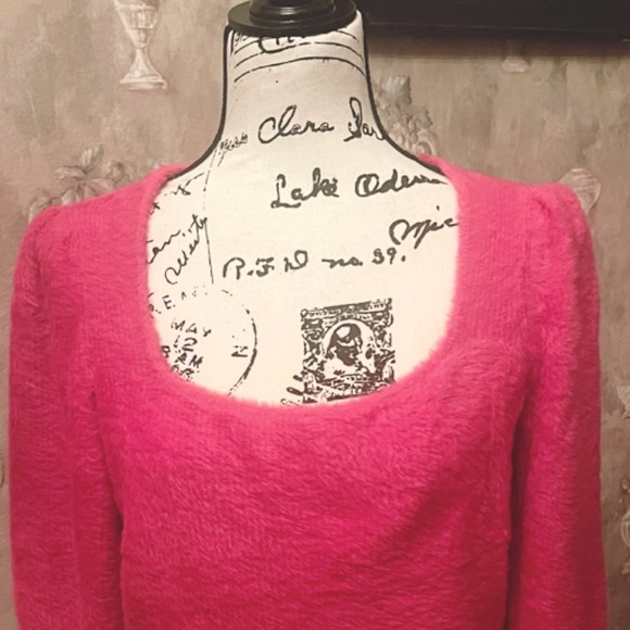 FREE PEOPLE MEDIUM MOONBEAM PINK PUFFED SLEEVE SWEATER MEDIUM - Picture 8 of 9